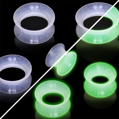 PAIR of Glow in the Dark Ultra Thin Earskin Tunnel Plug ***** - Image 1 of 3
