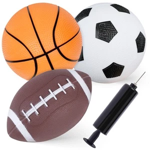 Sports Balls for Kids, 5 Inches Playground Balls with Hand Pump, Includes Foo... - Picture 1 of 6