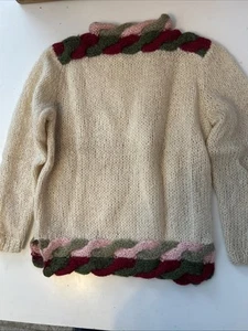 Vintage mohair sweater pullover high neck Beige Long Sleeves size S/M - Picture 1 of 4