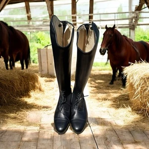 Grand Prix Elite Reißverschluss Feldstiefel Damengröße 8 Kalb N schwarz mit Stiefelzughaken - Bild 1 von 24
