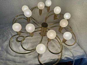 Design Lampe Sputnik Spider Mid Century Brass Lamp 70er 80er  Leola Ära - Bild 1 von 21