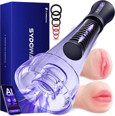 Masajeador Masculino Juguetes para Hombres Empuje Masculino Stroker APP Control Bomba Ampliador Foto 1 de 4