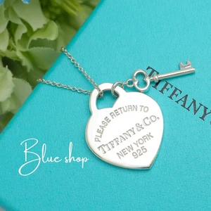 Tiffany & Co. Return to Heart Tag and Key Necklace Pendant 16" Silver 925 - Picture 1 of 11