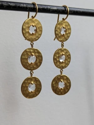 Pendientes colgantes triples diamantes oro amarillo 18k Darlene de Sedle vintage, ¡RAROS! Foto 1 de 4