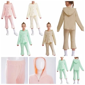 Kids Girls Shirt With Trousers Fall Sweatsuit Jogger Tracksuit Leisure Zip-up - Picture 1 of 54