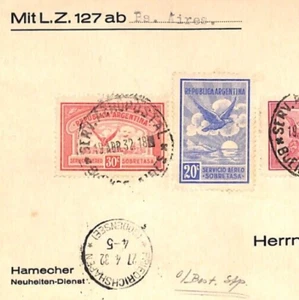 ARGENTINA Buenos Aires Condor Zeppelin Cover LZ127 Munich Germany 1932 YV18 - Picture 1 of 12
