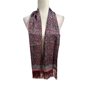 Oscar de la Renta Silk Purple Paisley Fringe Scarf Designer Contemporary - Picture 1 of 7