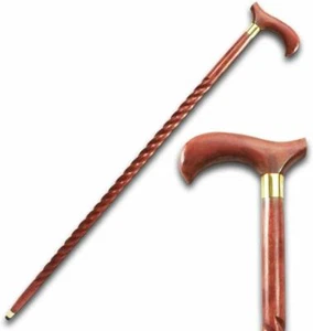 36.5" EUCALYPTUS Wooden Walking Stick Cane DERBY Style Handle SE 7066 - Picture 1 of 1
