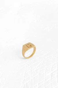 Gold Ring 18K For Men, Large Square Signet Ring - Picture 1 of 8