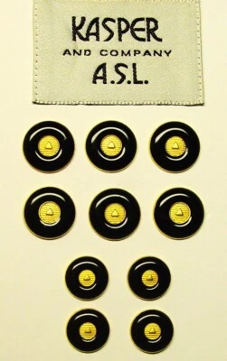 KASPER replacement buttons 10 gold tone metal , Black stone rim insert Good Cond - Image 1 of 4