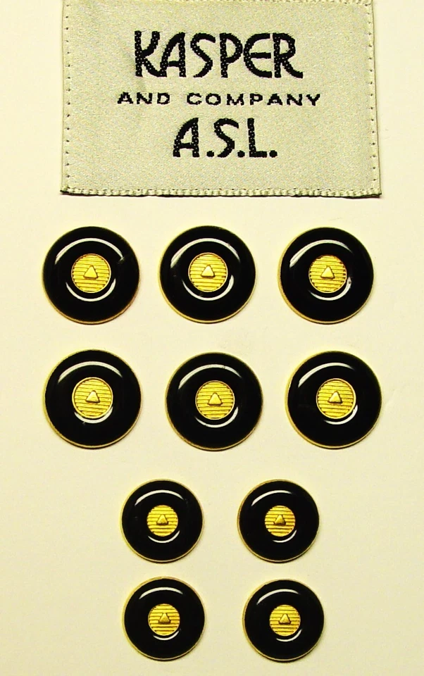 KASPER replacement buttons 10 gold tone metal , Black stone rim insert Good Cond - Image 1 of 4