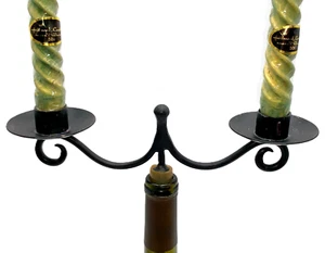 Wrought Iron Bottle Dbl Taper Candle Holder Romantic Decor Gothic Halloween Prop - Picture 1 of 7