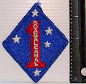 WWII USMC US Marine Corps 1a divisione Guadalcanal Twill Patch - Foto 1 di 2