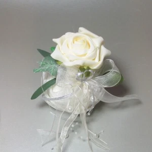 Tischdekoration Tischschmuck "Rose in Kugel" creme- weiß Hochzeit Kommunion ectr - Bild 1 von 4