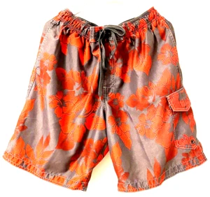 Sonoma Shorts Mens Large Red Swim Surfing Hawaiian Trunks Pockets Classic Flower - Picture 1 of 6