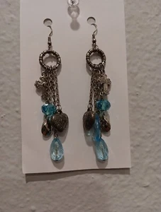 Pendientes colgantes de 4" de colección de joyería de moda hippie boho tono plateado - Imagen 1 de 6