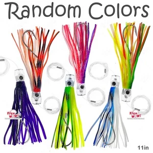 11" Fishing cup Trolling Marlin rigged Lure Resin Head big game Random color lot - Picture 1 of 12