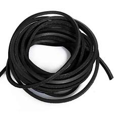 (TM) 3mm Flat Genuine Leather Cord Braiding String Black (5 Yards)