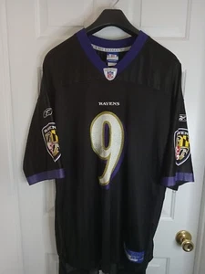 Camiseta deportiva Reebok Baltimore Ravens Steve McNair 9 negra local NFL para hombre talla XXL rara - Imagen 1 de 22