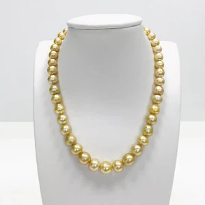 Golden South Sea Pearl Necklace Loose Strand 7-10mm Buttons /Ovals High Luster - Picture 1 of 10