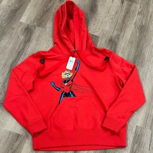 Felpa con cappuccio Coach x MARVEL Piccola Rossa Calda Spessa Carol Danvers Nuova con Etichette