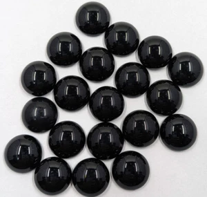 Vintage Antique 1800s Black Glass Mourning Round Cabachon 20PC No HOLES 15mm - Picture 1 of 7