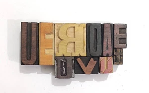 Vintage Letterpress 10 Mix Letters Wood Type Printers Block Collection #BL-812 - Picture 1 of 8