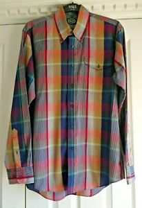 IZOD Cotton Blend Multi Coloured Check Long Sleeve Shirt Large Immaculate
