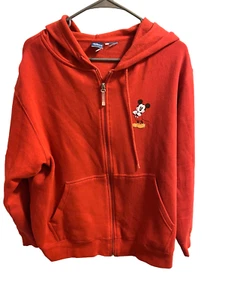 Disney 1X Hoodie Sweatshirt Jacket Red Mickey Mouse Friends Hooded Coat Fab 5 - Picture 1 of 8