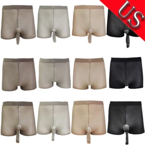 Mens Shorts Sheer Stretchy Pantyhose Stockings Ultra Thin Boxer Briefs Underwear - Picture 1 of 44