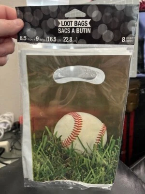 Sports Fanatic Baseball Party Favor Loot Bags 8ct. Birthday Party Decorations - Image 1 of 2
