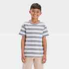 Cat & Jack Boys' Navy White Short Sleeve Striped T-Shirt Size 8 M, 10-12 Large