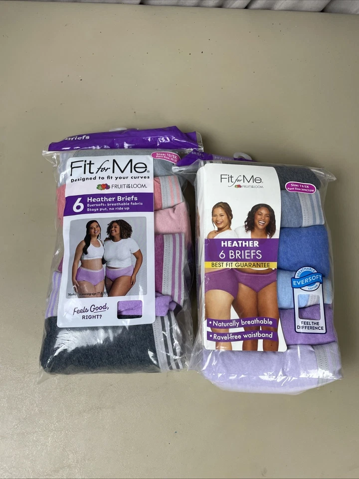 Fruit of The Loom Women's 6pk Fit for Me Multicolor Heather's Briefs Size 13