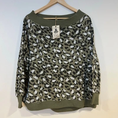 EASEL S 码超大迷彩短船领棉质女式上衣舒适 — 第 1/4 张图片