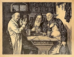 Eduard von Grützner - Im Bräustüberl monjes cerveza dibujo diseño 1890 - Imagen 1 de 1