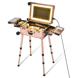 Byootique Rollbarer Schminkkoffer mit LED beleuchtetem Spiegel Kosmetik Trolley Organizer - Bild 1 von 10