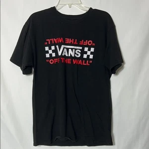 T-shirt uomo Vans nera e rossa manica corta cotone logo davanti taglia large - Foto 1 di 3