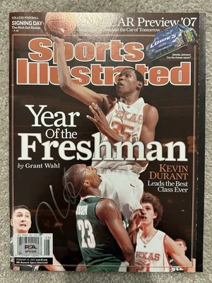 Kevin Durant Signed Sports Illustrated PSA COA 2/19/07 2007 No Label NL SI Texas - Image 1 of 4