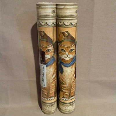 2 рулона готовых обоев RAYMOND WAITES Village кайма КОВБОЙСКИЕ КОШКИ деревенские - Изображение 1 из 4