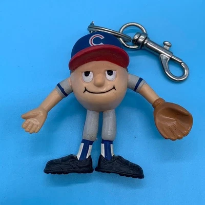 RARE MLB Chicago Cubs 1993 Cubs Baseball Guy Bendy w/Clipon Keychain 3" Tall - Image 1 of 4