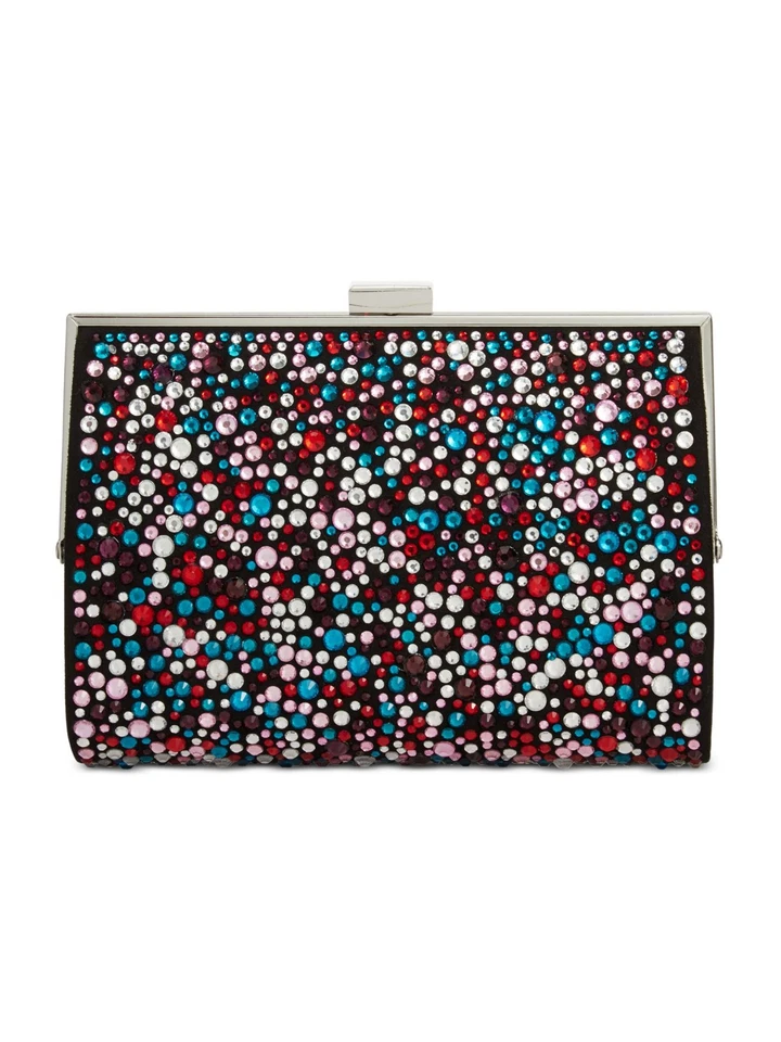 Inc International Concepts Womens Loryy Embellished Sparkle Clutch Bag Black