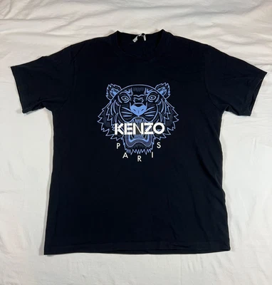 Kenzo Men's Size XL Tiger Print T-Shirt Black/Blue Short Sleeve Premium Cotton - Image 1 of 4