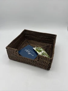 Tommy Bahama Brown Wicker Napkin holder. New Free Ship - Picture 1 of 10