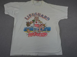 Camisa Vintage Blondie Cómic Strip Para Hombres XL Blanca Dagwood Salvavidas 1988 Playa Años 80 - Imagen 1 de 9