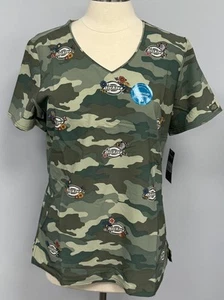 NWT Dickies Scrub Top M Ditsy Bloom Camo Scrubs Butterfly logo Flowers Uniform - Picture 1 of 6