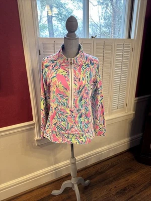 Sudadera Lilly Pulitzer Skipper Popover Palm Reader Media Cremallera Talla M Foto 1 de 4