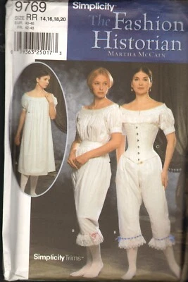Simplicity 9769 The Fashion Historian Authentic Civil War Undergarments Sz 14-20 - Image 1 of 2