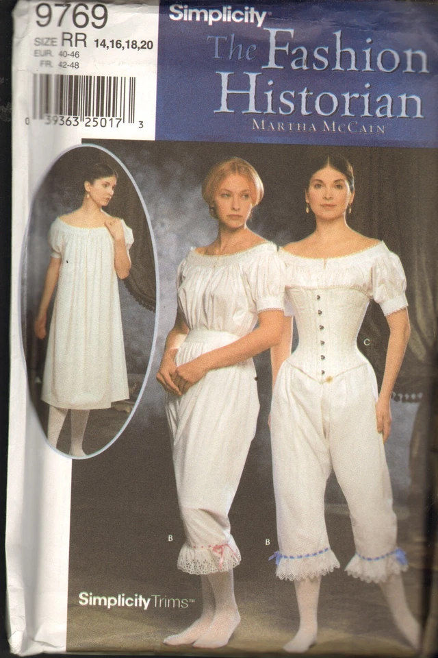 Simplicity 9769 The Fashion Historian Authentic Civil War Undergarments Sz 14-20 - Image 1 of 2