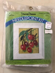 Pauline Denham Needle Point Kit #4533 Cherries 4x5" Frame Included NOS Unopened - Picture 1 of 2