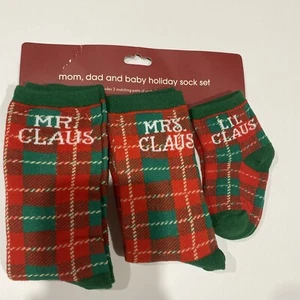 Family set Mr , Mrs and Lil Claus socks christmas New red green holiday outfit - Picture 1 of 4
